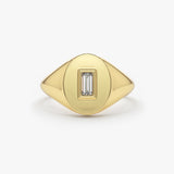 14K Gold Baguette Diamond Signet Ring 14K Gold Ferkos Fine Jewelry
