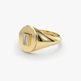 14K Gold Baguette Diamond Signet Ring Ferkos Fine Jewelry