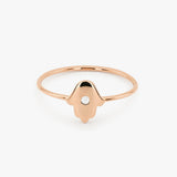 14K Gold Diamond Hamsa Ring 14K Rose Gold Ferkos Fine Jewelry