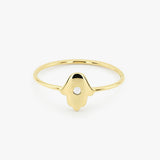 14K Gold Diamond Hamsa Ring 14K Gold Ferkos Fine Jewelry