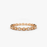 14K Gold Art Deco Diamond Eternity Band 14K Rose Gold Ferkos Fine Jewelry