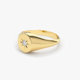 14K Gold Starburst Diamond Signet Ring Ferkos Fine Jewelry