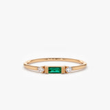 14k Baguette Emerald with Diamond Ring 14K Rose Gold Ferkos Fine Jewelry