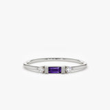 14K Gold Baguette Amethyst With Diamond Ring Ferkos Fine Jewelry