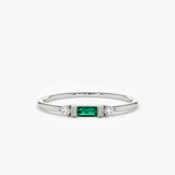 14k Baguette Emerald with Diamond Ring Ferkos Fine Jewelry
