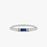14k Baguette Blue Sapphire with Diamond Ring Ferkos Fine Jewelry