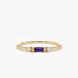 14K Gold Baguette Amethyst With Diamond Ring 14K Gold Ferkos Fine Jewelry