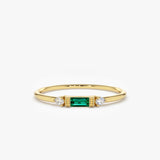 14k Baguette Emerald with Diamond Ring 14K Gold Ferkos Fine Jewelry