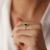 14K Gold Oval Cut Emerald Halo Diamond Ring Ferkos Fine Jewelry