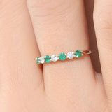 14K Gold Alternating Emerald and Diamond Wedding Band Ferkos Fine Jewelry