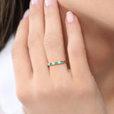 14K Gold Alternating Emerald and Diamond Wedding Band Ferkos Fine Jewelry