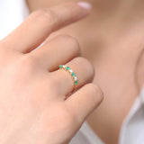 14K Gold Alternating Emerald and Diamond Wedding Band Ferkos Fine Jewelry