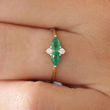 14K Gold Pear Shape Emerald and Diamond Cluster Ring Ferkos Fine Jewelry