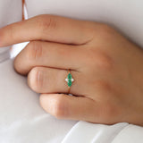 14K Gold Pear Shape Emerald and Diamond Cluster Ring Ferkos Fine Jewelry