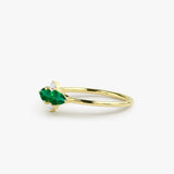 14K Gold Pear Shape Emerald and Diamond Cluster Ring Ferkos Fine Jewelry