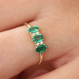 14k Triple Oval Emerald Diamond Ring Ferkos Fine Jewelry
