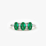 14k Triple Oval Emerald Diamond Ring Ferkos Fine Jewelry