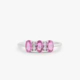 14k Oval Genuine Pink Sapphire and Diamond Ring 14K White Gold Ferkos Fine Jewelry