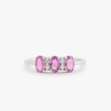 14k Oval Genuine Pink Sapphire and Diamond Ring Ferkos Fine Jewelry