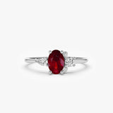 14k Diamond and Oval Ruby Ring 14K White Gold Ferkos Fine Jewelry