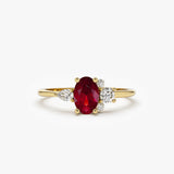 14k Diamond and Oval Ruby Ring 14K Gold Ferkos Fine Jewelry