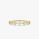 14K Gold 7 Stone Round Diamond Wedding Ring 14K Gold Ferkos Fine Jewelry