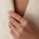 14k Marquise Emerald and Diamond Wedding Band Ferkos Fine Jewelry