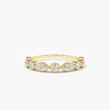 14K Marquise and Round Diamond Milgrain Bezel Setting Ring 14K Gold Ferkos Fine Jewelry