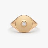 14K Gold Diamond Pinky Signet Ring 14K Rose Gold Ferkos Fine Jewelry