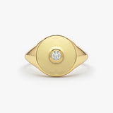 14K Gold Diamond Pinky Signet Ring 14K Gold Ferkos Fine Jewelry