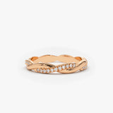 14K Gold Weaving Braid Eternity Diamond Ring 14K Rose Gold Ferkos Fine Jewelry