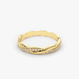 14K Gold Weaving Braid Eternity Diamond Ring Ferkos Fine Jewelry