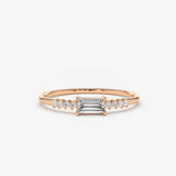 14K Gold Baguette & Round Diamond Engagement Ring 14K Rose Gold Ferkos Fine Jewelry
