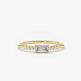 14K Gold Baguette & Round Diamond Engagement Ring 14K Gold Ferkos Fine Jewelry