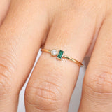 14k Baguette Emerald and Diamond Stackable Ring Ferkos Fine Jewelry