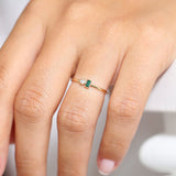 14k Baguette Emerald and Diamond Stackable Ring Ferkos Fine Jewelry
