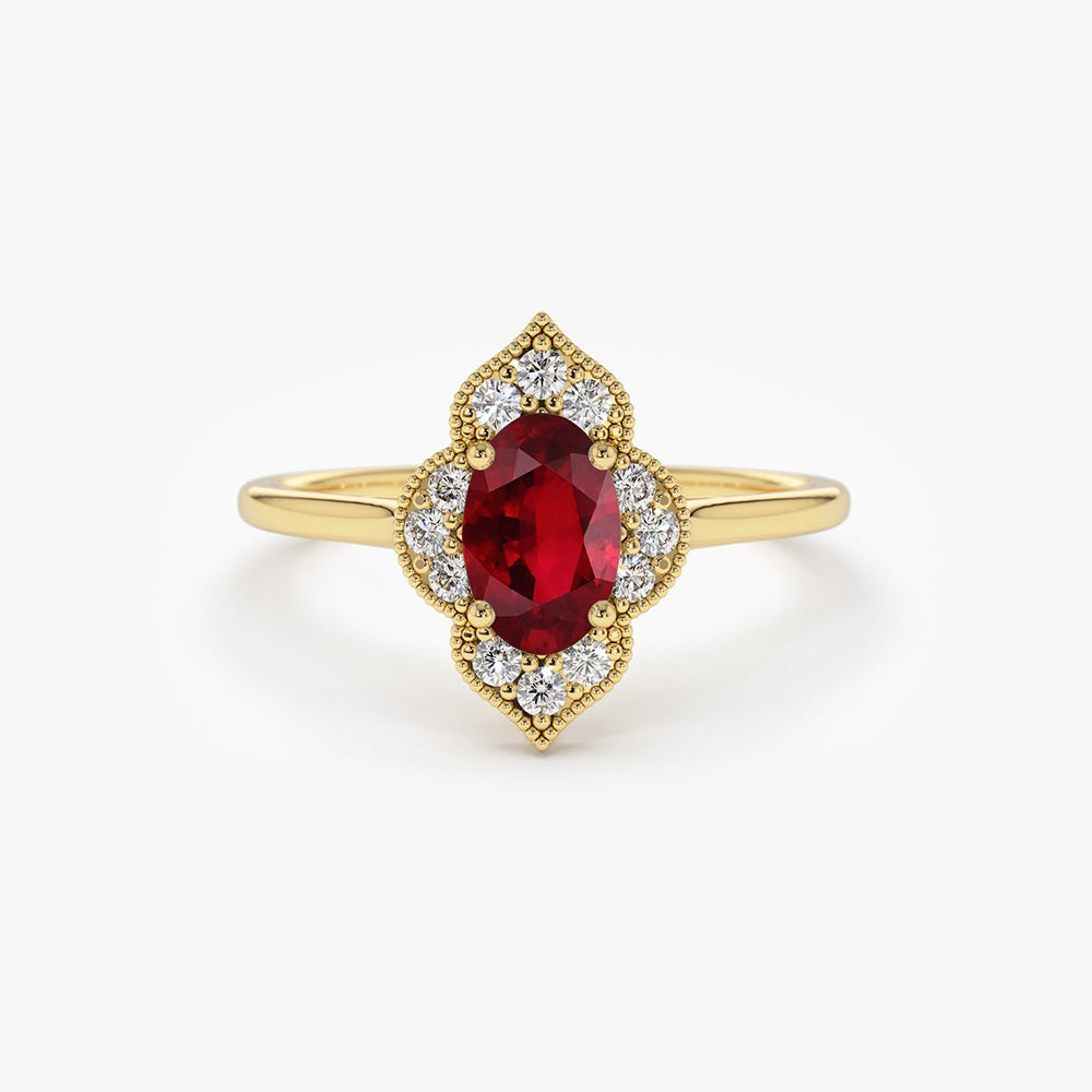 14k Victorian Genuine Ruby Ring 14K Gold Ferkos Fine Jewelry