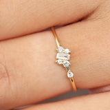 14K Gold Slanted Baguette and Round Diamond Ring Ferkos Fine Jewelry