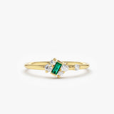 14k Slanted Baguette Emerald Ring 14K Gold Ferkos Fine Jewelry