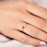 14K Gold Pear Shape Natural Ruby with Pear Shape Diamond Ring Ferkos Fine Jewelry