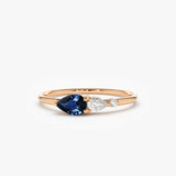 14k Gold Pear Shape Natural Sapphire with Pear Shape Diamond Ring 14K Rose Gold Ferkos Fine Jewelry