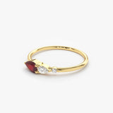 14K Gold Pear Shape Natural Ruby with Pear Shape Diamond Ring Ferkos Fine Jewelry