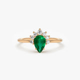 14k Pear Shape Emerald Engagement Ring 14K Rose Gold Ferkos Fine Jewelry