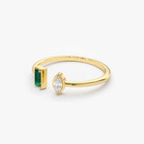 14K Gold Emerald and Diamond Cuff Ring Ferkos Fine Jewelry