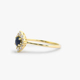 14k Round Sapphire Halo Diamond Engagement Ring  Ferkos Fine Jewelry