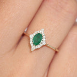14k Oval Emerald and Diamond Bellarina Ring Ferkos Fine Jewelry