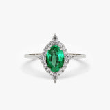 14k Oval Emerald and Diamond Bellarina Ring Ferkos Fine Jewelry