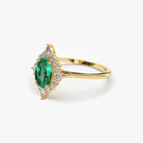 14k Oval Emerald and Diamond Bellarina Ring Ferkos Fine Jewelry