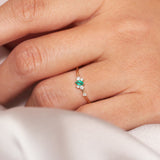14k Slanted Marquise Emerald and Diamond Ring Ferkos Fine Jewelry