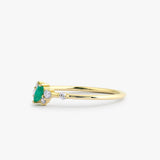 14k Slanted Marquise Emerald and Diamond Ring Ferkos Fine Jewelry